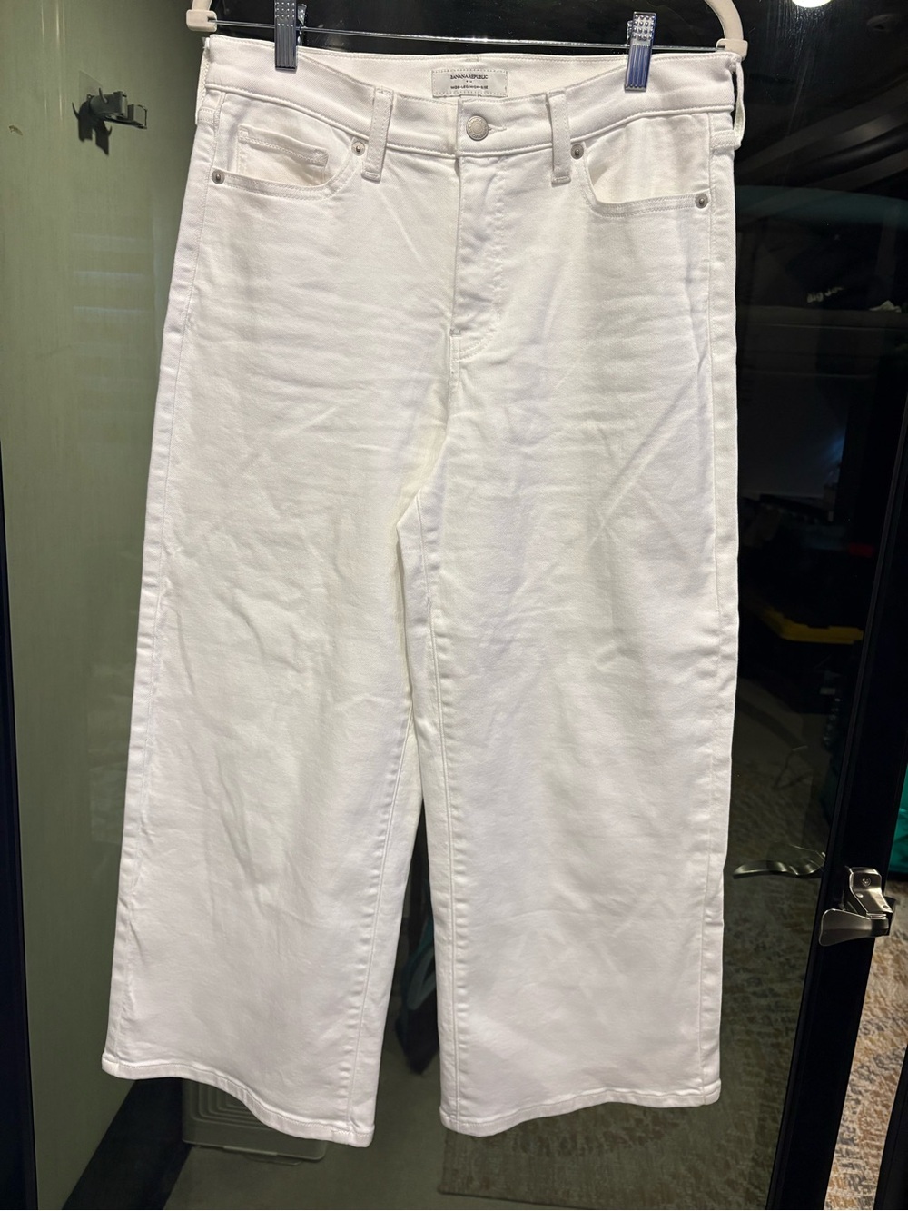 Banana Republic White Wide-Leg High-Rise Jeans